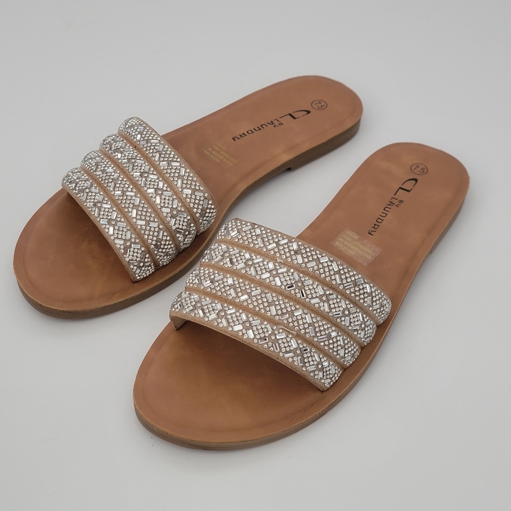 CL By Laundry Roni Rhinestone Slide Sandal Size 7.5 - Picture 3 of 8
